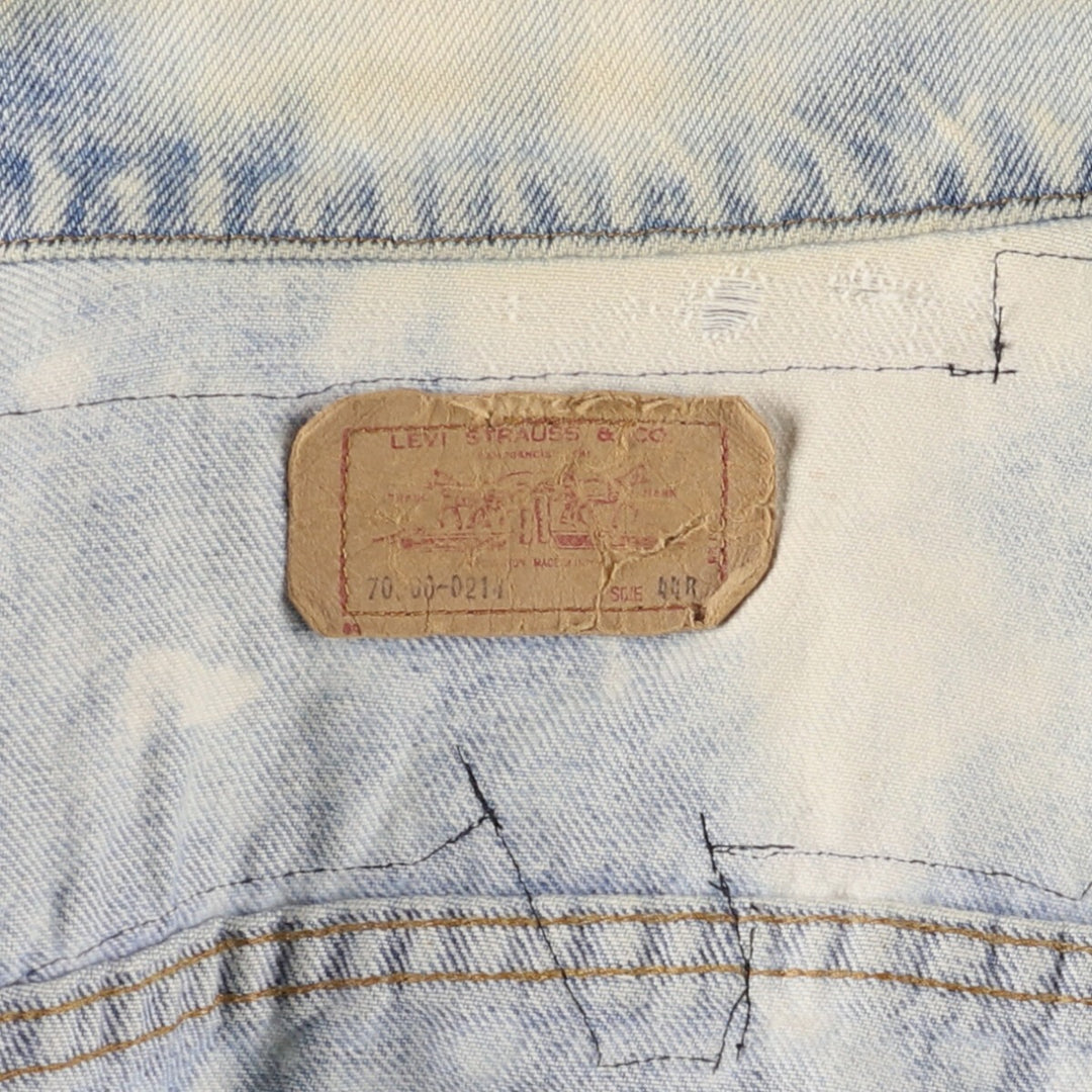 Vintage 1980'S Levi's 70506-0214 Custom Denim Jacket, Made in USA, Men's Size L unclear blue type Vintage Second Hand