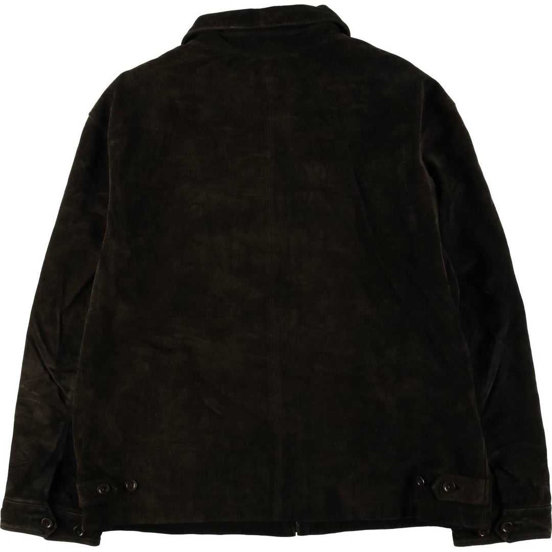 2000'S Banana Republic Swing Top Suede Leather Sports Jacket, Men's Size XL Genuine Leather Cowhide black type Vintage Second Hand