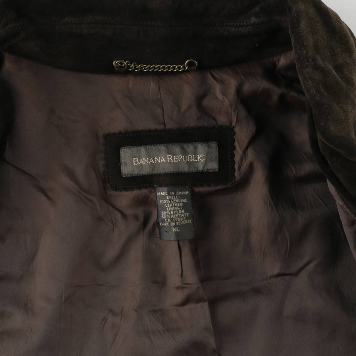 2000'S Banana Republic Swing Top Suede Leather Sports Jacket, Men's Size XL Genuine Leather Cowhide black type Vintage Second Hand
