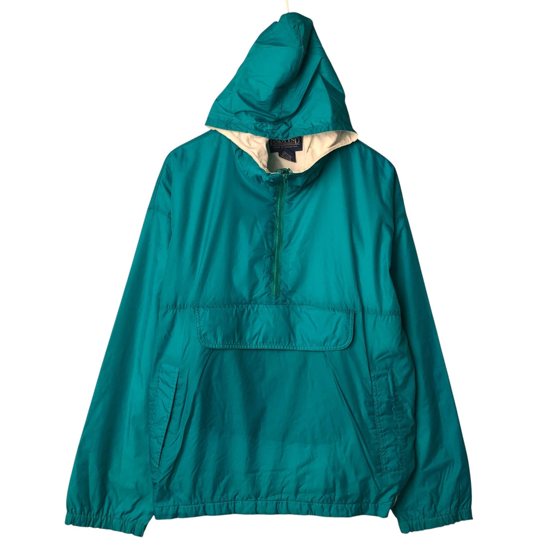 Vintage 80s-90'S Lands'End Anorak Parka, Men's Size L Nylon turquoise blue Vintage Second Hand