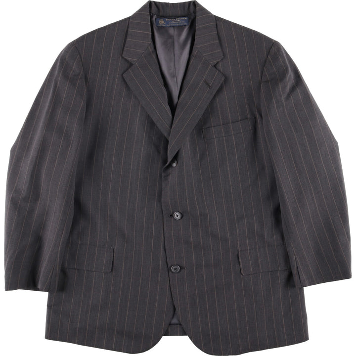 90'S Brooks Brothers MAKERS Striped Wool Tailored Jacket, Made in USA, Men's Size Medium wool gray type Vintage Second Hand