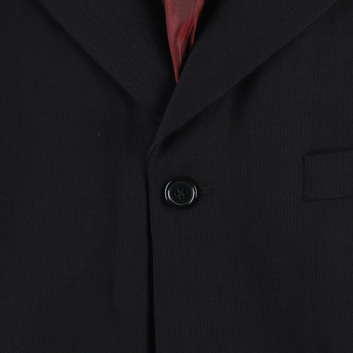 Ultimo Striped Wool Tailored Jacket, Men's Size L wool black type Vintage Second Hand