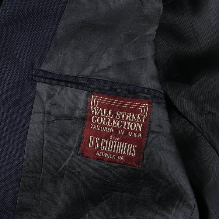 WALL STREET COLLECTION D'S CLOTHIERS Navy Blazer, Tailored Jacket, Made in USA, Men's Size L, Center Vent unclear navy blue type Vintage Second Hand