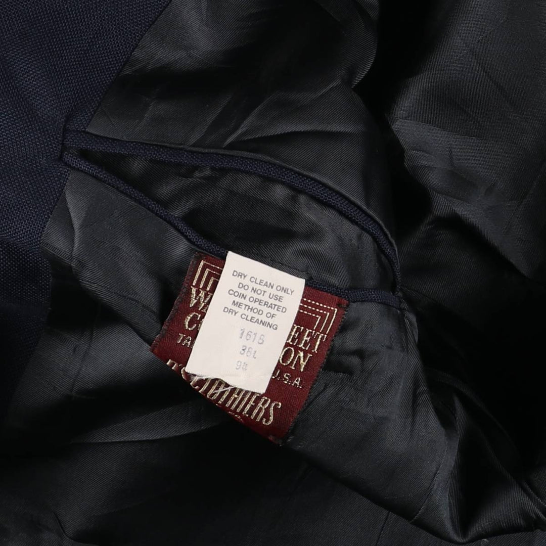 WALL STREET COLLECTION D'S CLOTHIERS Navy Blazer, Tailored Jacket, Made in USA, Men's Size L, Center Vent unclear navy blue type Vintage Second Hand