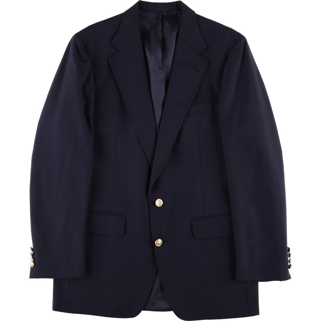 2000'S Lands' End Navy Blazer, Tailored Jacket, Men's Size Medium wool navy blue type Vintage Second Hand