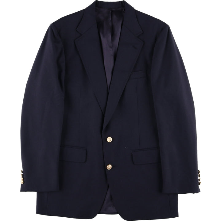 2000'S Lands' End Navy Blazer, Tailored Jacket, Men's Size Medium wool navy blue type Vintage Second Hand