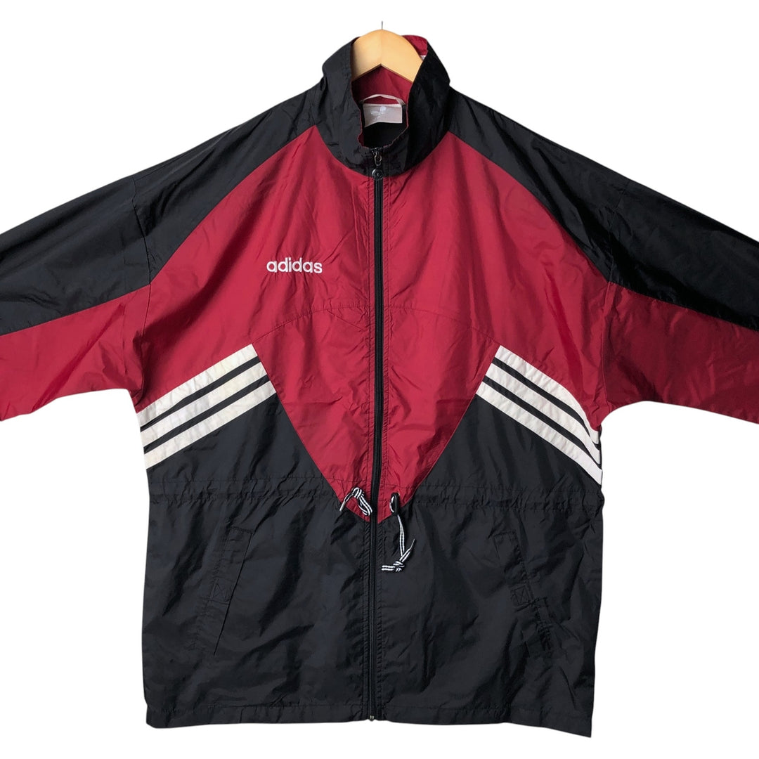 Vintage 1980'S Adidas nylon jacket with back logo, size L, men's Nylon burgundy type Vintage Second Hand