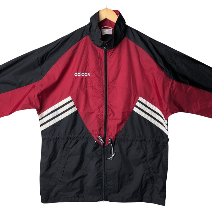 Vintage 1980'S Adidas nylon jacket with back logo, size L, men's Nylon burgundy type Vintage Second Hand