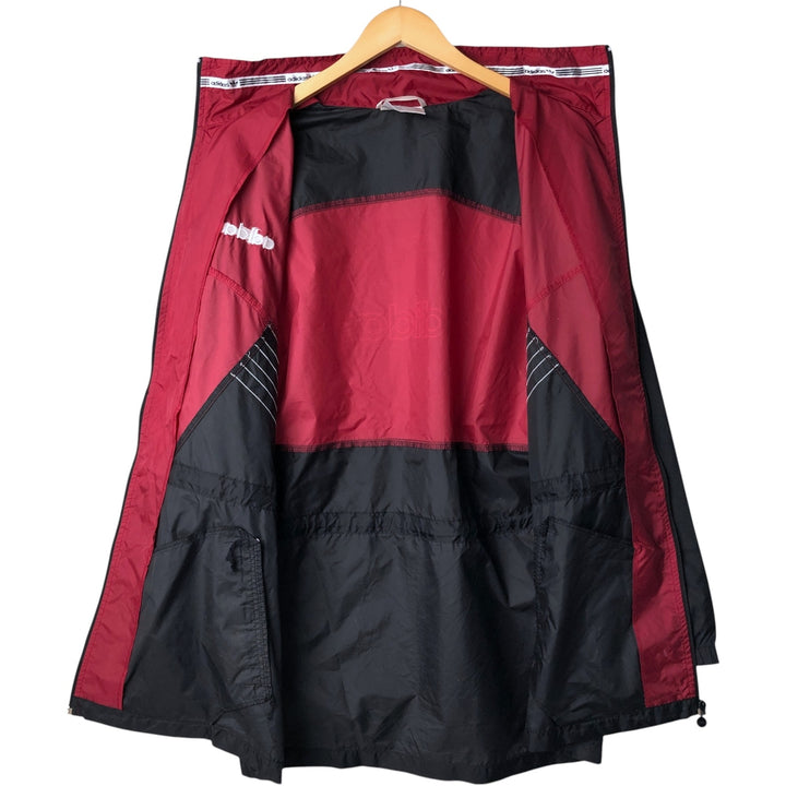 Vintage 1980'S Adidas nylon jacket with back logo, size L, men's Nylon burgundy type Vintage Second Hand