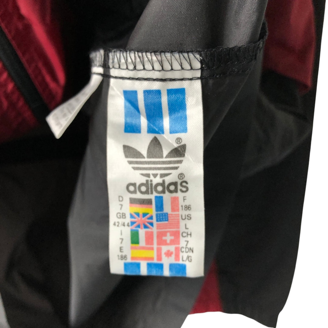 Vintage 1980'S Adidas nylon jacket with back logo, size L, men's Nylon burgundy type Vintage Second Hand