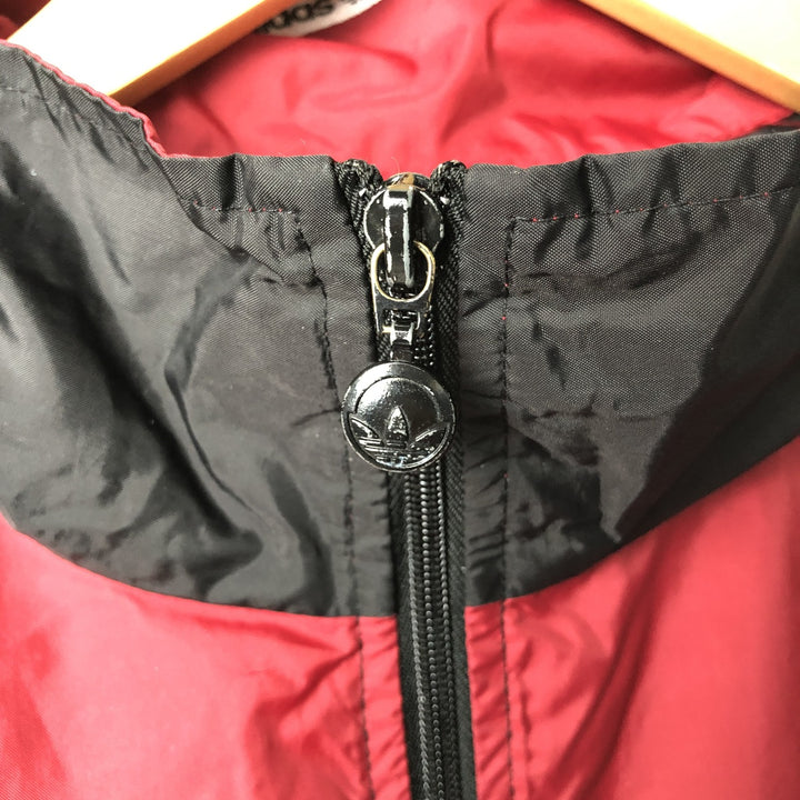 Vintage 1980'S Adidas nylon jacket with back logo, size L, men's Nylon burgundy type Vintage Second Hand