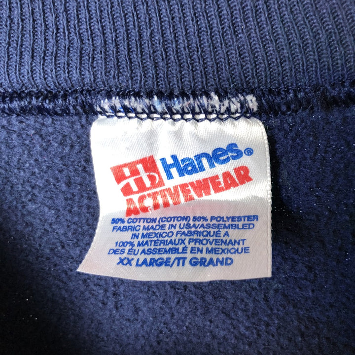 2000'S Hanes printed sweatshirt, men's size XXL cotton navy blue type Vintage Second Hand