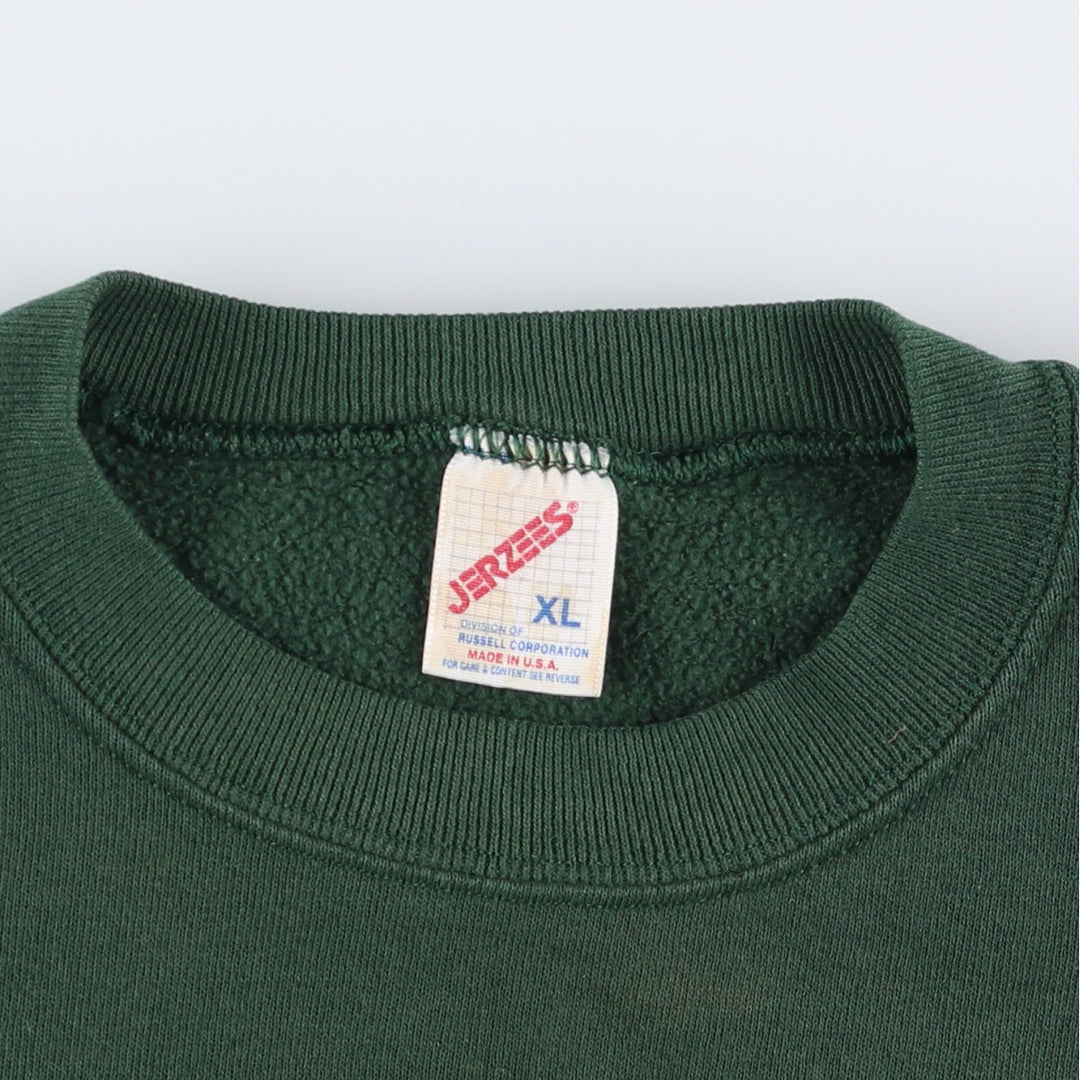 Vintage 1980'S Jerzees printed sweatshirt, made in the USA, men's size XL cotton Green type dark green Vintage Second Hand