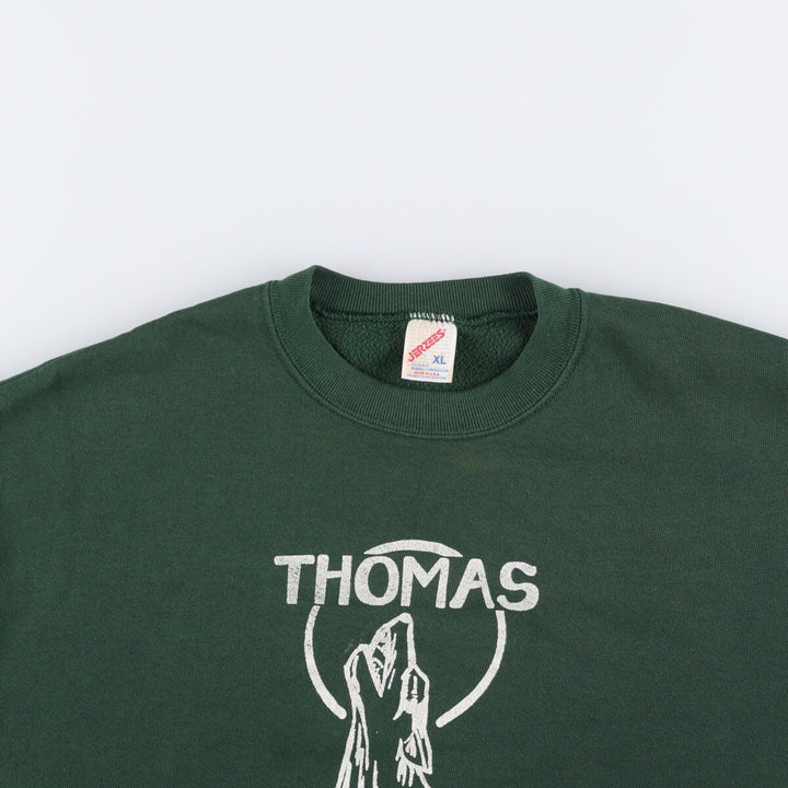 Vintage 1980'S Jerzees printed sweatshirt, made in the USA, men's size XL cotton Green type dark green Vintage Second Hand