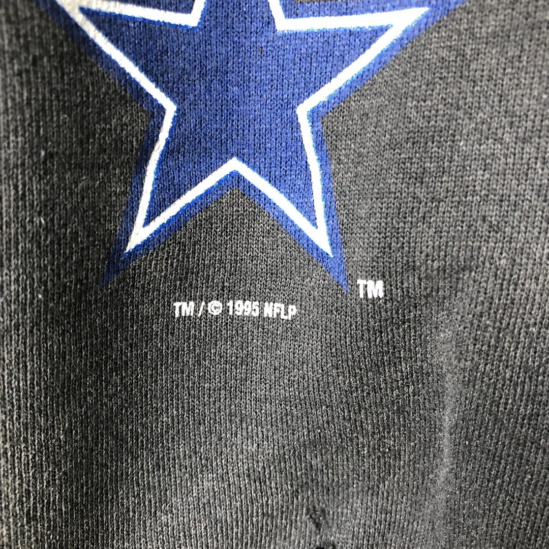 Vintage 90'S FRONT ROW NFL Dallas Cowboys Logo Sweatshirt, Made in USA, Men's Size L cotton gray type Vintage Second Hand