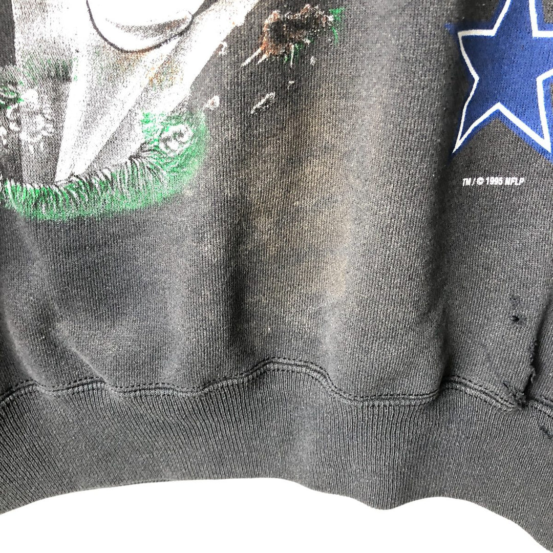 Vintage 90'S FRONT ROW NFL Dallas Cowboys Logo Sweatshirt, Made in USA, Men's Size L cotton gray type Vintage Second Hand