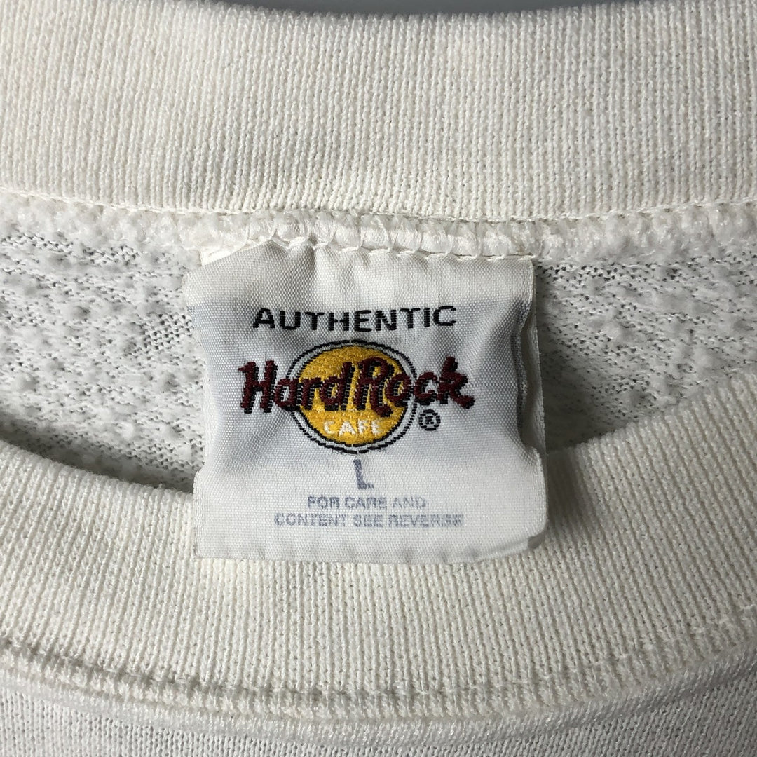90'S Hard Rock Cafe Advertising Sweatshirt, Men's, Size L, Vintage polyester white type Vintage Second Hand