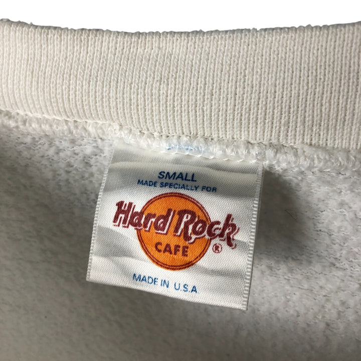 90'S Hard Rock Cafe Advertising Sweatshirt, Made in USA, Men's Size Small, Vintage polyester white type Vintage Second Hand
