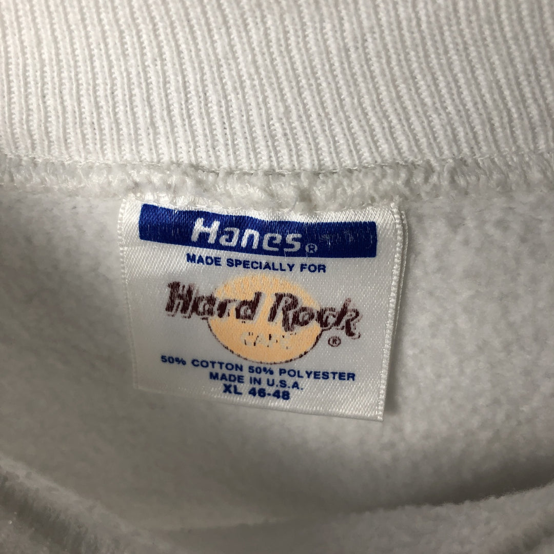 Vintage 90'S Hanes Hard Rock Cafe Advertising Sweatshirt, Made in USA, Men's XL cotton white type Vintage Second Hand