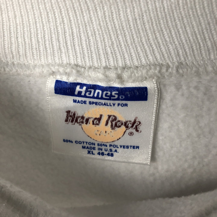 Vintage 90'S Hanes Hard Rock Cafe Advertising Sweatshirt, Made in USA, Men's XL cotton white type Vintage Second Hand