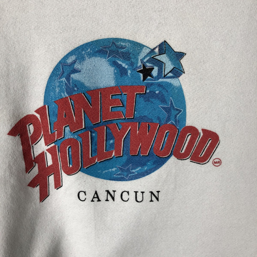 Vintage 90'S Hanes Planet Hollywood Advertising Sweatshirt, Made in USA, Men's Size Medium cotton white type Vintage Second Hand