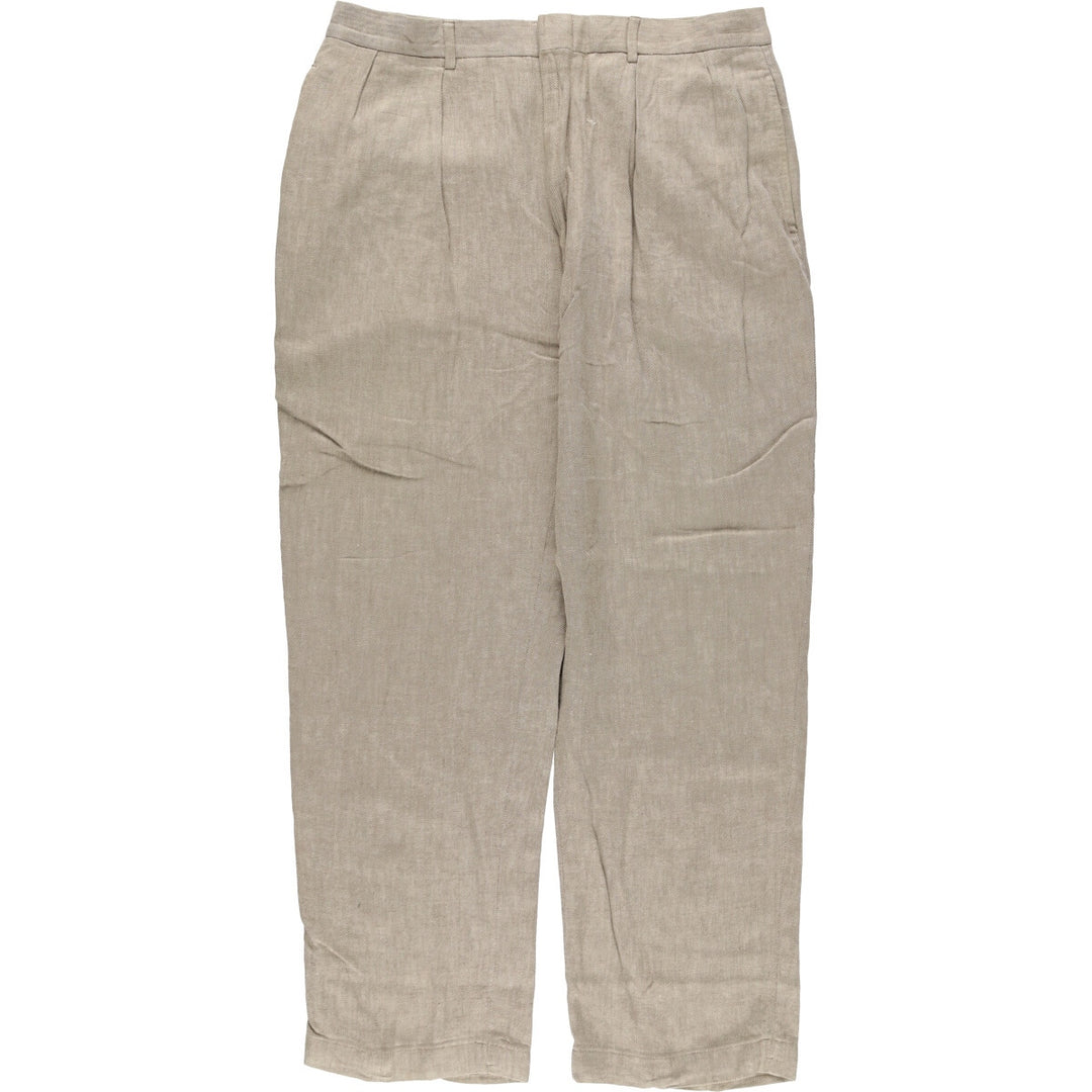 Ralph Lauren POLO by Ralph Lauren two-pleat linen pants, men's size W33. linen Beige type Vintage Second Hand