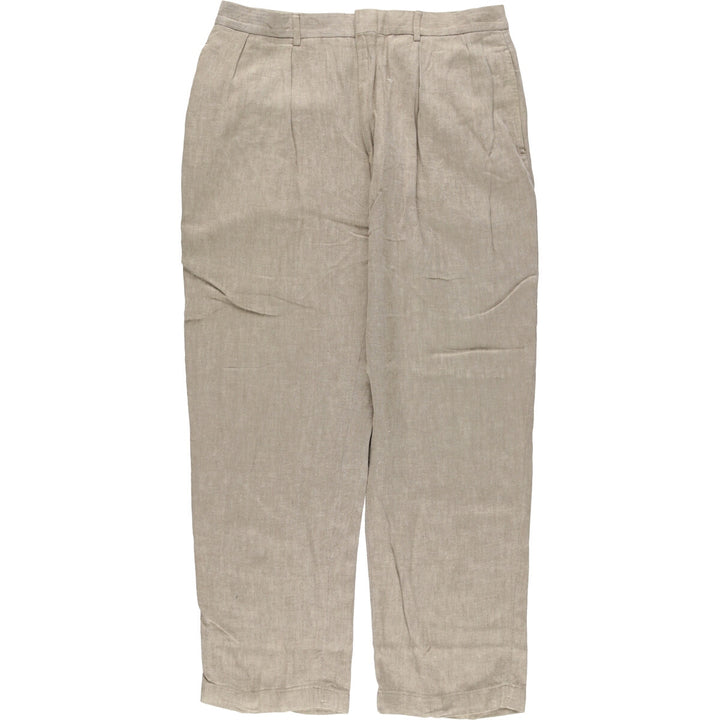 Ralph Lauren POLO by Ralph Lauren two-pleat linen pants, men's size W33. linen Beige type Vintage Second Hand