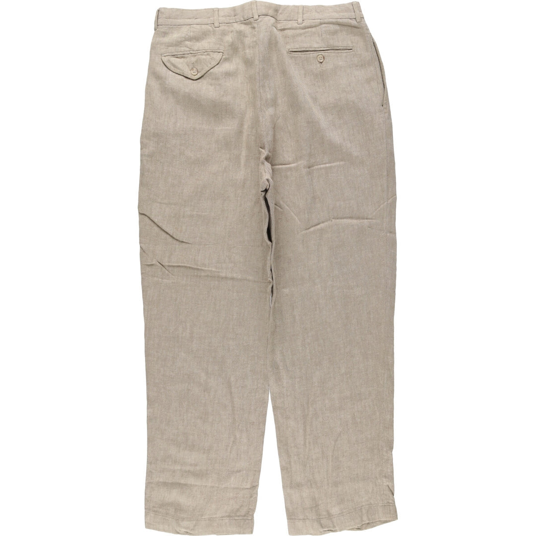 Ralph Lauren POLO by Ralph Lauren two-pleat linen pants, men's size W33. linen Beige type Vintage Second Hand