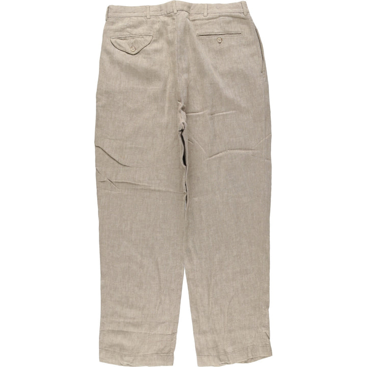 Ralph Lauren POLO by Ralph Lauren two-pleat linen pants, men's size W33. linen Beige type Vintage Second Hand