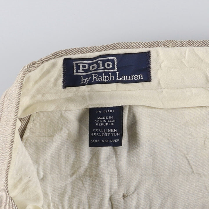 Ralph Lauren POLO by Ralph Lauren two-pleat linen pants, men's size W33. linen Beige type Vintage Second Hand