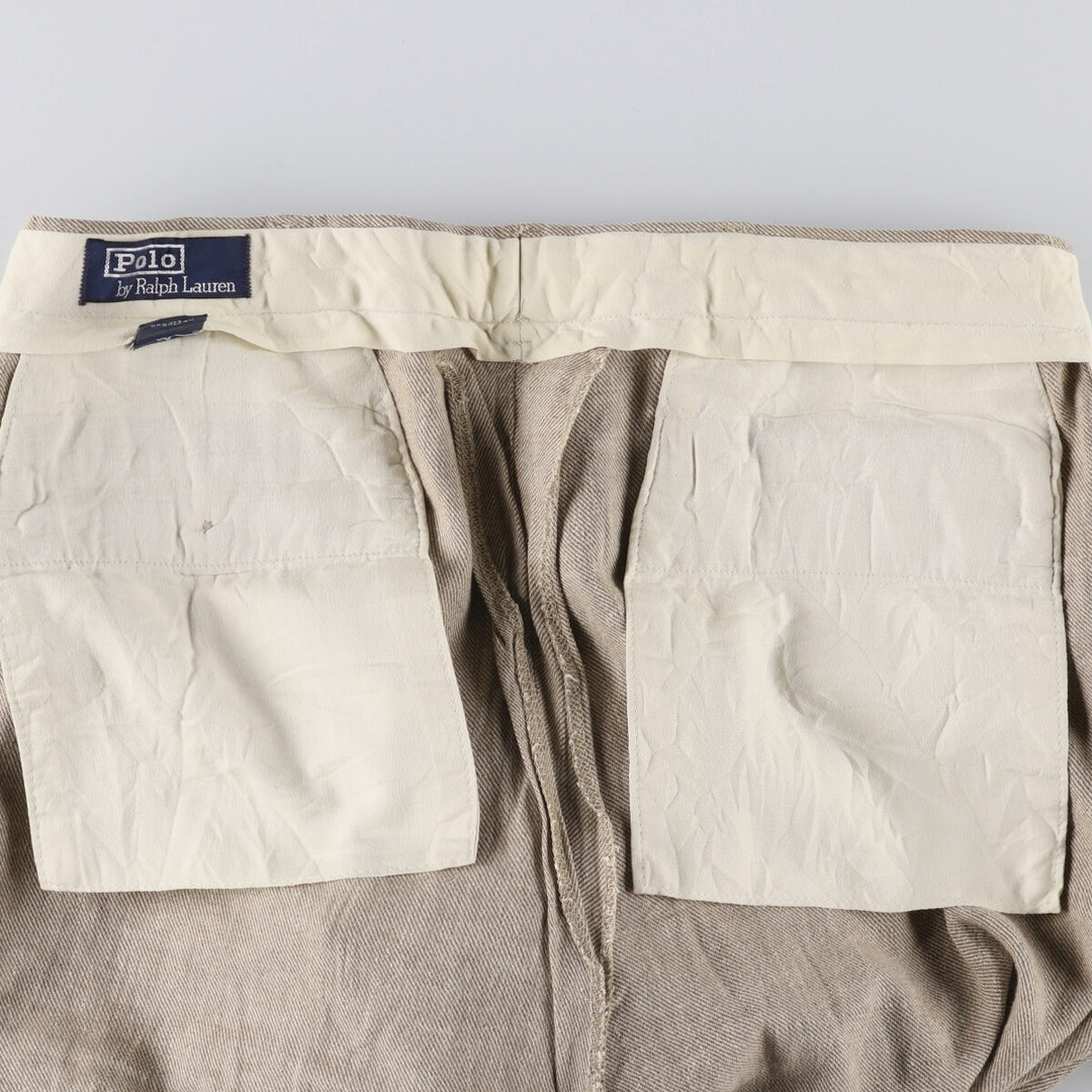 Ralph Lauren POLO by Ralph Lauren two-pleat linen pants, men's size W33. linen Beige type Vintage Second Hand