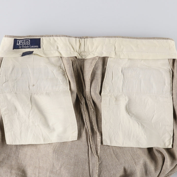 Ralph Lauren POLO by Ralph Lauren two-pleat linen pants, men's size W33. linen Beige type Vintage Second Hand