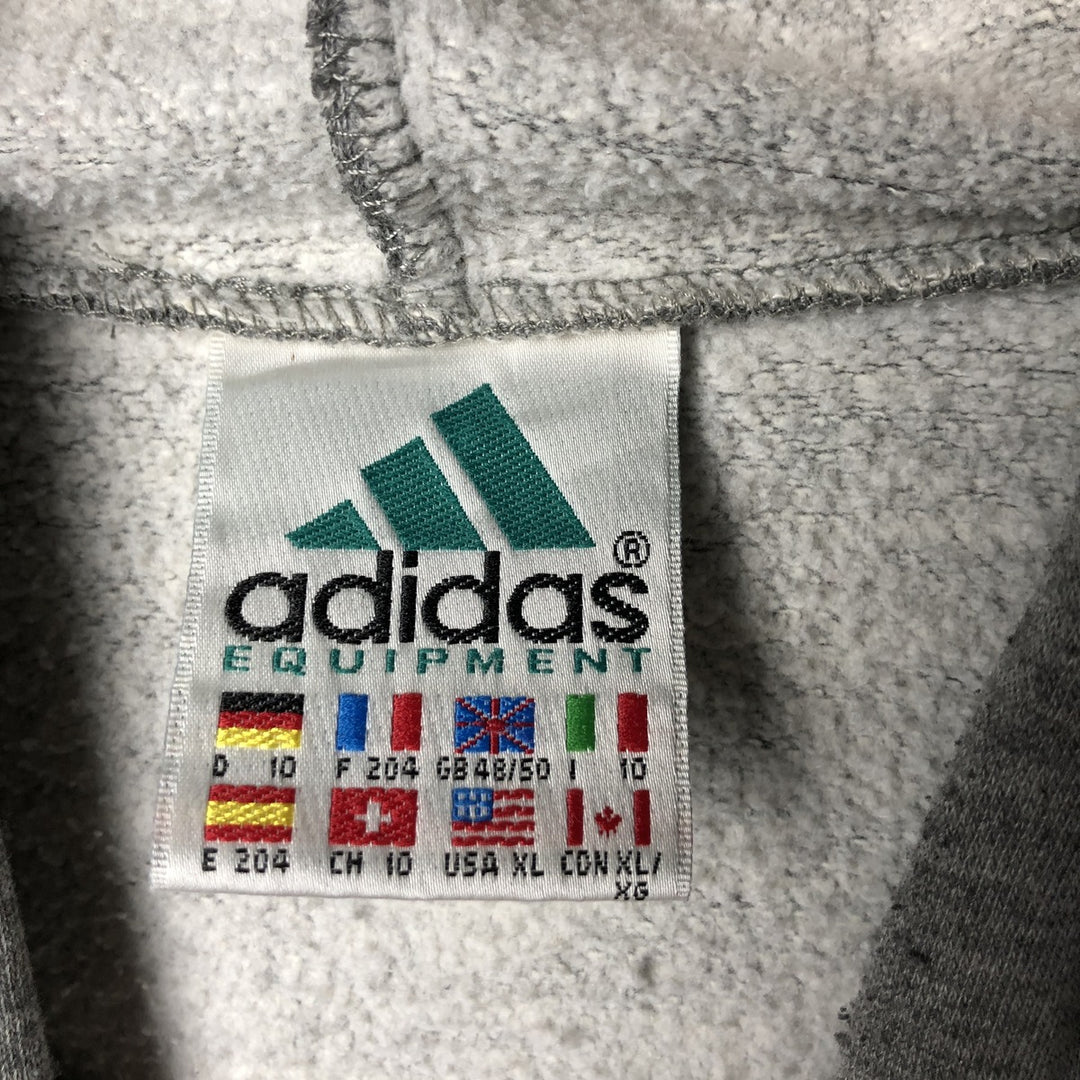 90s-00'S Adidas sweatshirt pullover hoodie, men's size XL cotton gray type Vintage Second Hand