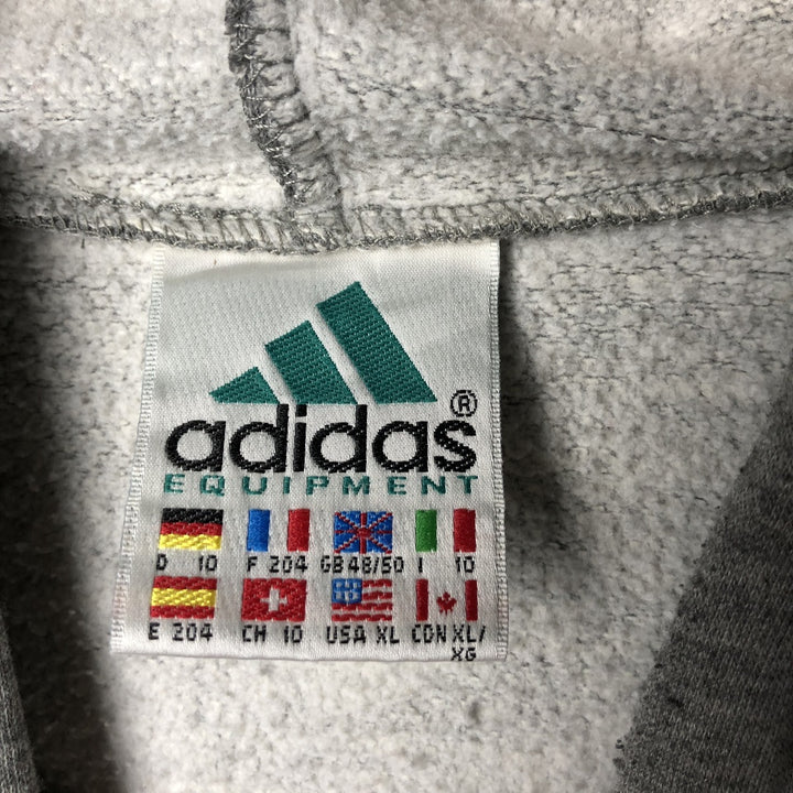 90s-00'S Adidas sweatshirt pullover hoodie, men's size XL cotton gray type Vintage Second Hand
