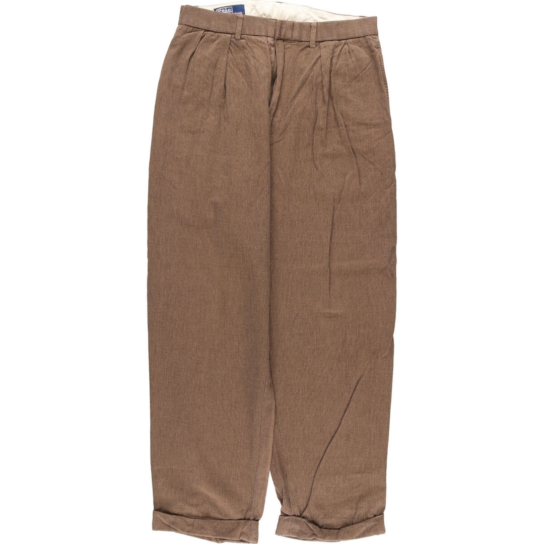 Ralph Lauren POLO by Ralph Lauren Men's Two-Pleated Cotton Slacks, Size W30 cotton brown type Vintage Second Hand