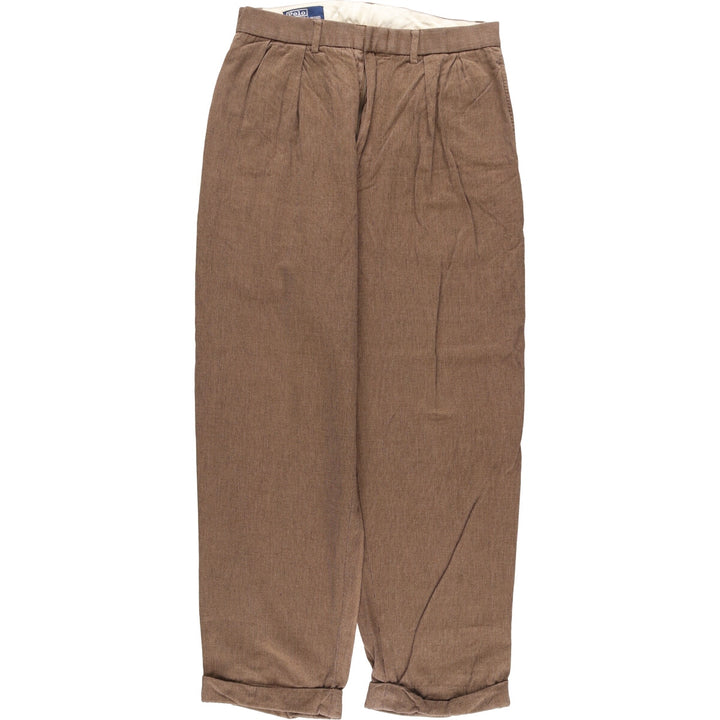 Ralph Lauren POLO by Ralph Lauren Men's Two-Pleated Cotton Slacks, Size W30 cotton brown type Vintage Second Hand