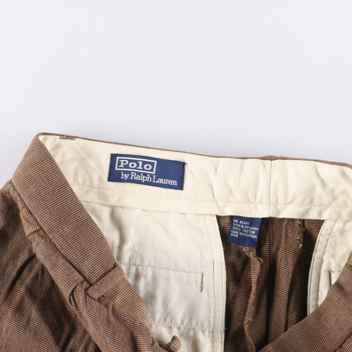 Ralph Lauren POLO by Ralph Lauren Men's Two-Pleated Cotton Slacks, Size W30 cotton brown type Vintage Second Hand