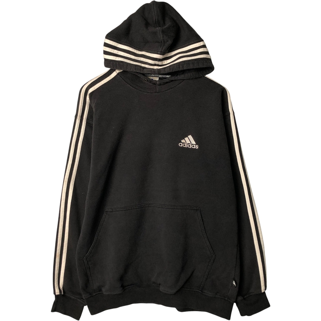 2000'S Adidas high-neck sweatshirt pullover hoodie, men's size M cotton black type Vintage Second Hand