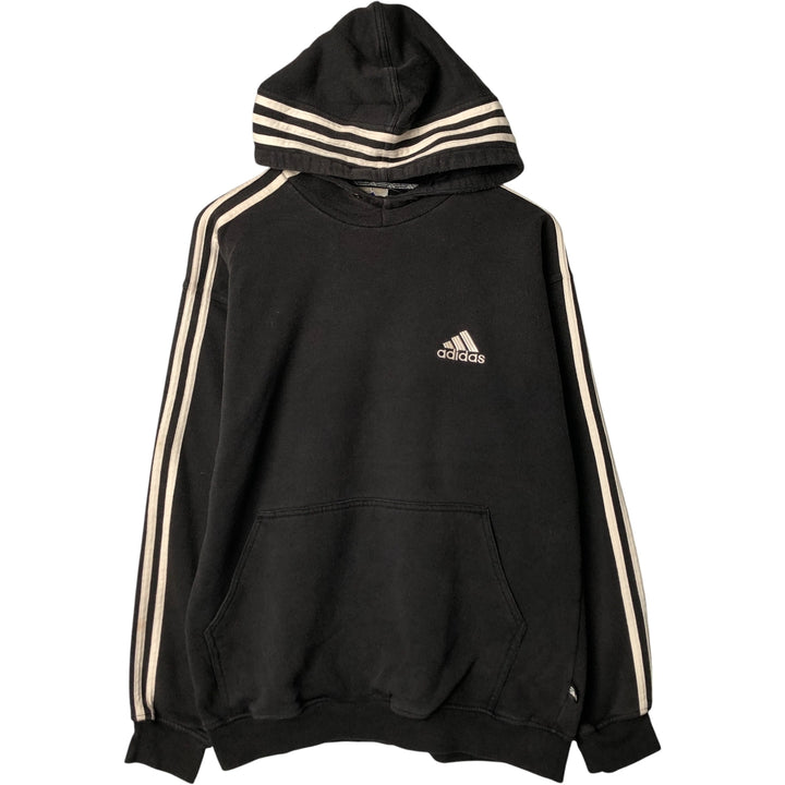 2000'S Adidas high-neck sweatshirt pullover hoodie, men's size M cotton black type Vintage Second Hand