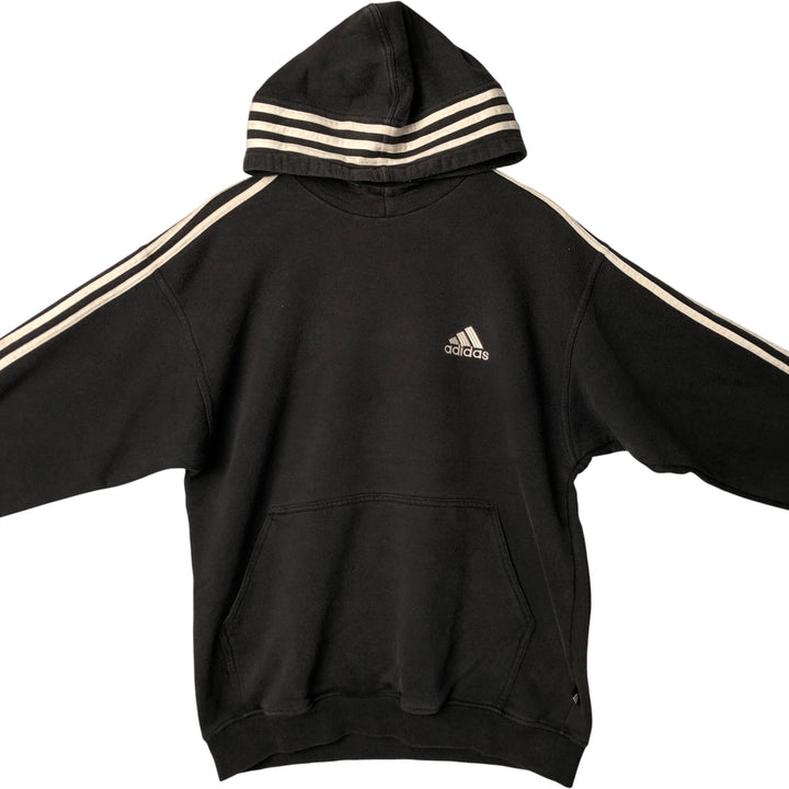 2000'S Adidas high-neck sweatshirt pullover hoodie, men's size M cotton black type Vintage Second Hand