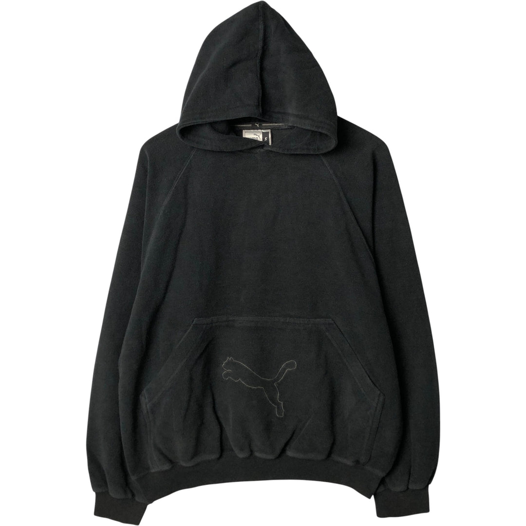 2000'S PUMA Sweatshirt Pullover Hoodie, Made in the UK, Men's Size Small cotton black type Vintage Second Hand