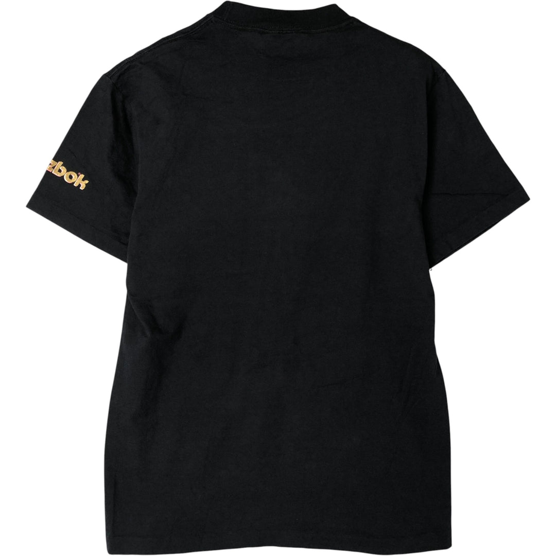 80'S Reebok Printed T-Shirt, Made in USA, Men's Size Medium cotton black type Vintage Second Hand