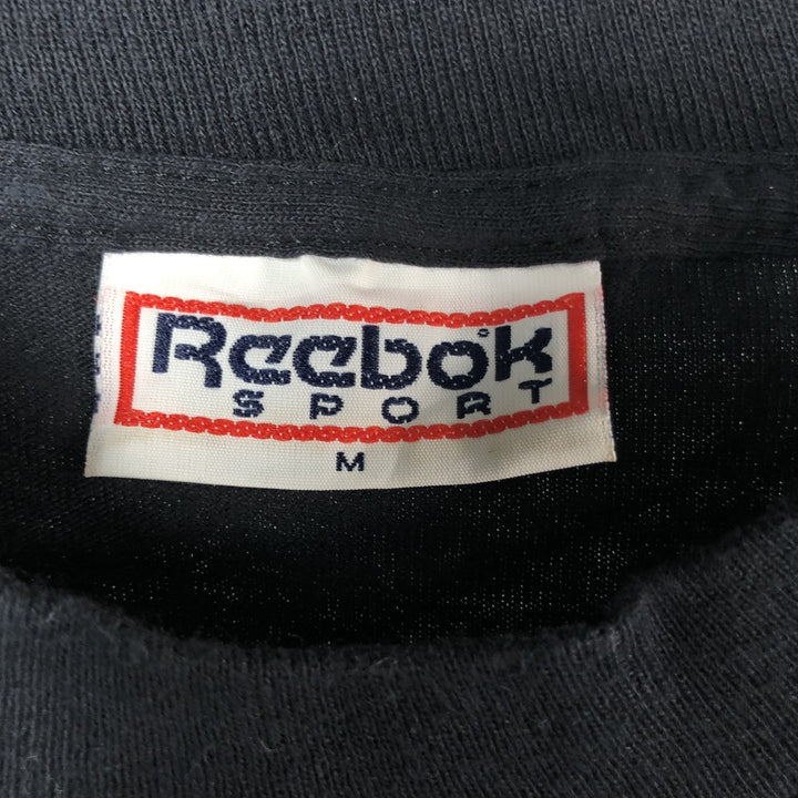 80'S Reebok Printed T-Shirt, Made in USA, Men's Size Medium cotton black type Vintage Second Hand
