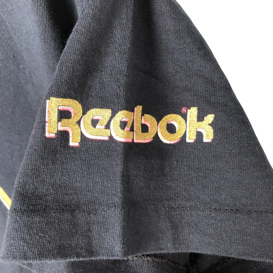 80'S Reebok Printed T-Shirt, Made in USA, Men's Size Medium cotton black type Vintage Second Hand