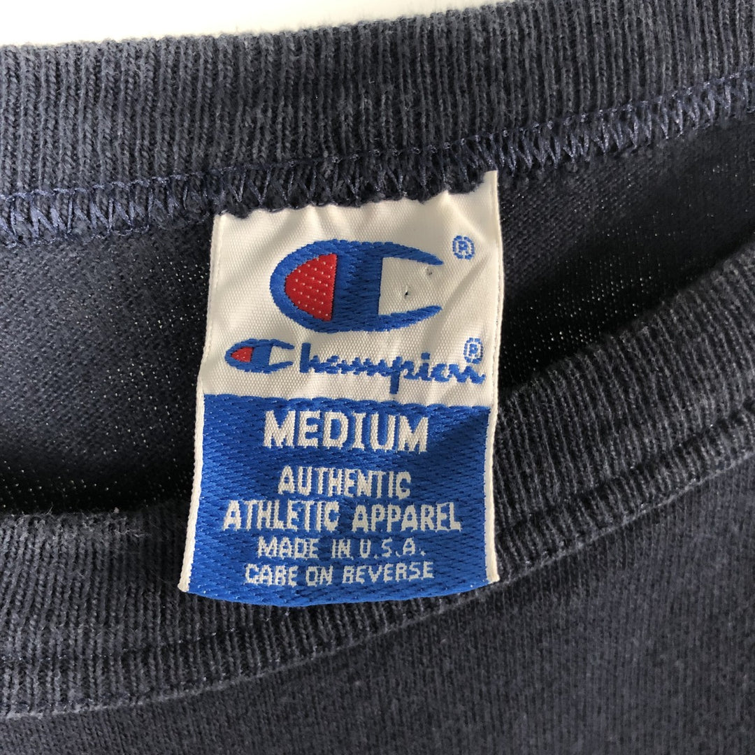 Vintage 90'S Champion college t-shirt, made in the USA, size M, men's cotton navy blue type Vintage Second Hand