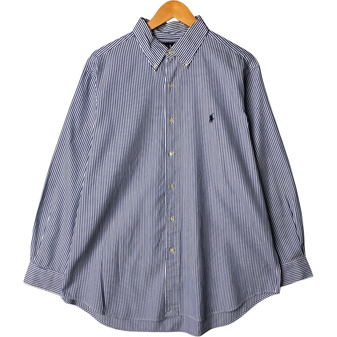Ralph Lauren Classic Fit Long Sleeve Button Down Striped Shirt, Men's Size L cotton white type Vintage Second Hand