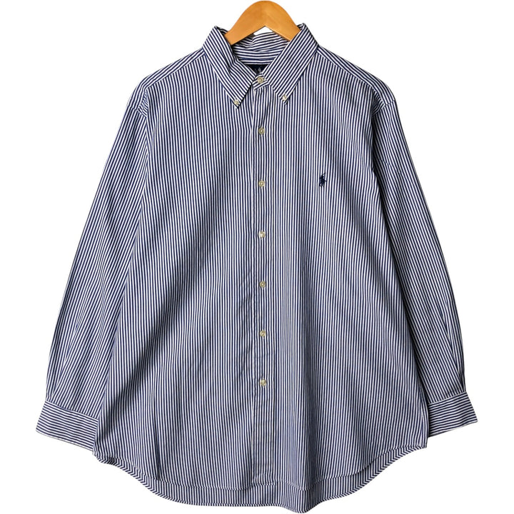 Ralph Lauren Classic Fit Long Sleeve Button Down Striped Shirt, Men's Size L cotton white type Vintage Second Hand