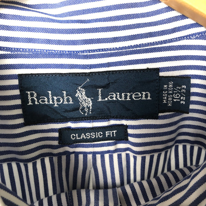 Ralph Lauren Classic Fit Long Sleeve Button Down Striped Shirt, Men's Size L cotton white type Vintage Second Hand