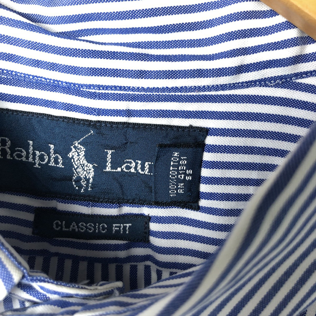 Ralph Lauren Classic Fit Long Sleeve Button Down Striped Shirt, Men's Size L cotton white type Vintage Second Hand