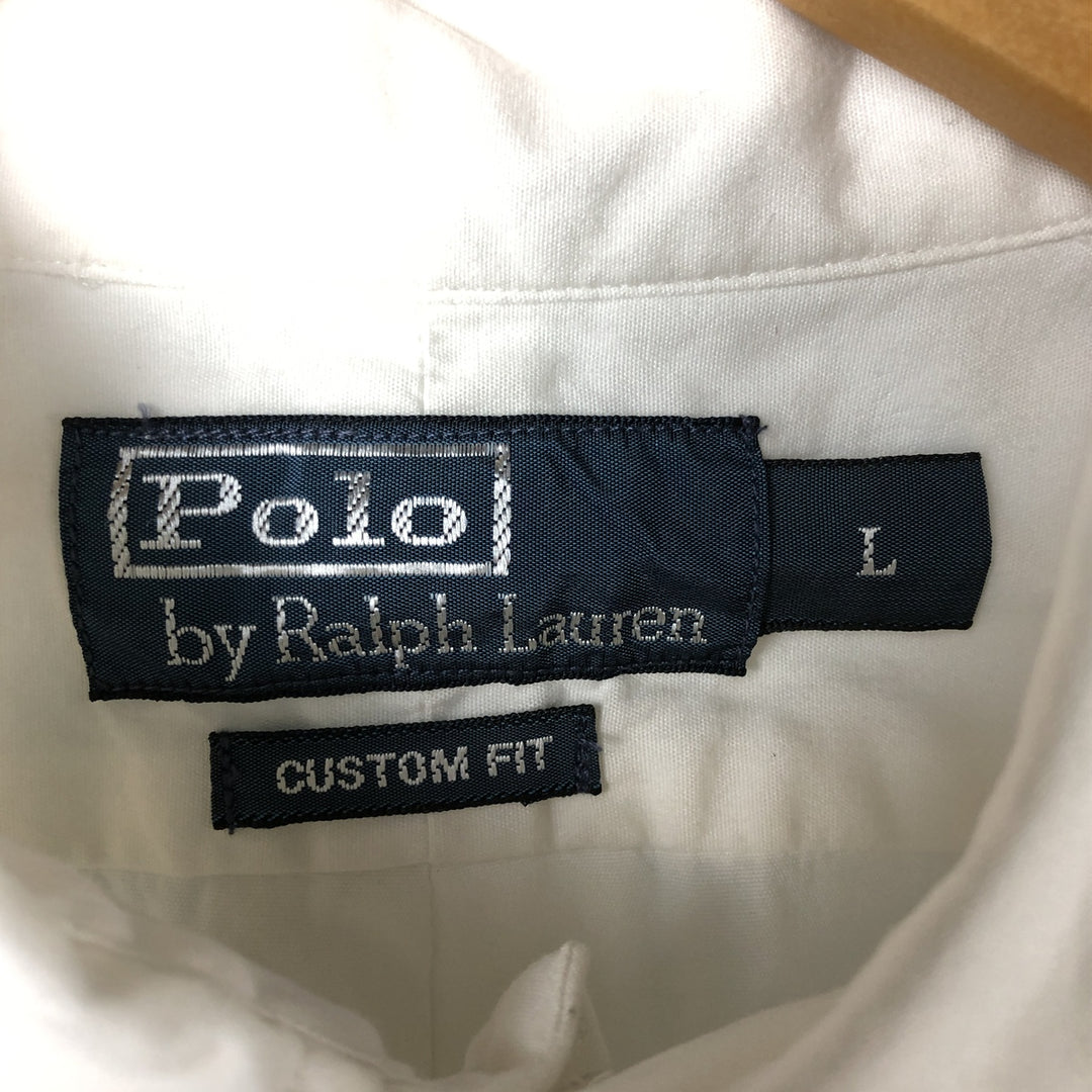 Ralph Lauren POLO by Ralph Lauren CUSTOM FIT long-sleeved button-down shirt, men's size L cotton white type Vintage Second Hand